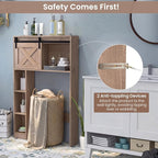 Giantex Over The Toilet Storage Cabinet - Freestanding Bathroom Organizer with Sliding Barn Door & Storage Shelves, Multifunctional Bathroom Toilet Rack for Bathroom, Restroom, Laundry (Rustic Brown)