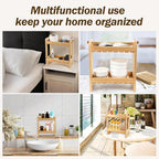 Over-The-Toilet Storage Shelf Organizer, 2-Tier Bamboo Bathroom Countertop Organizer for Towels, Toilet Paper, Plants, Makeup, Small Space Saver Rack for Bathroom, Dresser, Vanity, or Kitchen Use