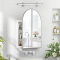 Recessed Medicine Cabinet for Bathroom,Brushed Nickel Arched Medicine Cabinet with Mirror,Arch Mirrored Medicine Cabinets Recessed,Bathroom Mirror with Storage,Open from Left to Right 20x30