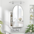 Recessed Medicine Cabinet for Bathroom,Brushed Nickel Arched Medicine Cabinet with Mirror,Arch Mirrored Medicine Cabinets Recessed,Bathroom Mirror with Storage,Open from Left to Right 20x30