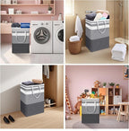 2-Pack Large Laundry Basket, Waterproof, Laundry Hamper,Collapsible Tall Clothes Hamper with Extended Handles for Clothes Toys in the Dorm and Family,NO have Wire frame（75L）