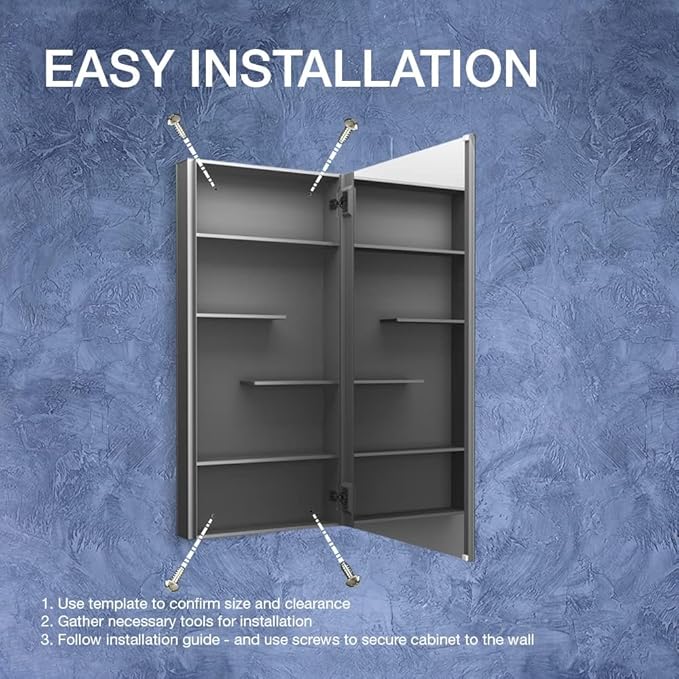 Kohler 81148-DA1 Maxstow Frameless Surface-Mount Bathroom Medicine Cabinet with Mirror, 20 in. W x 40 in. H, Dark Anodized Aluminum