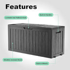 EasyUp 90 Gallon Outdoor Deck Box Waterproof, UV Resistant Resin Outdoor Storage Box for Delivery, Porch, Patio and Garden, Black