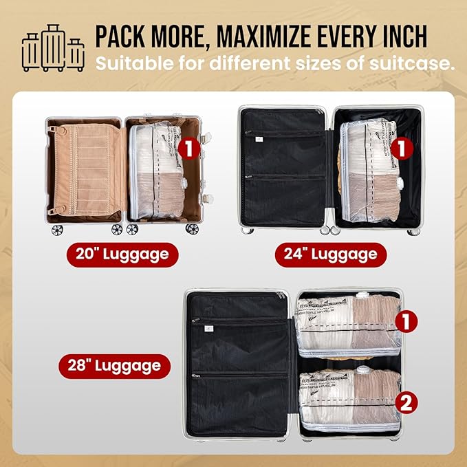 TAILI 10 Pack Cube Vacuum Storage Bags, Medium Size (25x19x11 inch), Vacuum Seal Bags for Clothing, Travel Compression Packing for Clothes, Blankets, Baby Clothes, Travel Essential