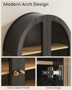 Arched Wall Cabinet, Large Bathroom Medicine Cabinet Wall Mounted Cupboard, Modern Floating Storage Cabinet with Acrylic Door Adjustable Shelf, Wood Organizer (Black-Oak)