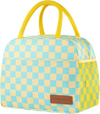 Lunch Bag Women/Men Lunch Box Women/Men (Yellow+Blue Checkerboard)