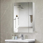 Medicine Cabinet with Mirror of Storage, 22x30 inch Aluminum Bathroom Cabinet, Assembly Needed, Surface Mount or Recessed Wall Cabinet with Adjustable Glass Shelves for Bathroom Bedroom