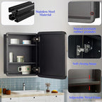 Bathroom Medicine Cabinet,24"x24" Square Mirror Door with Stainless Steel Frame,Recessed & Surface Wall Cabinet with Glass Shelves, Rust-Resistant Bathroom Storage Cabinet