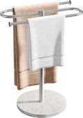 Countertop Towel Stand Free Standing with Marble Base, S-Shape Hand Towel Stand for Bathroom Stainless Steel Rust-proof, Hand Towel Holder Standing for Kitchen Vanity Countertop (Brushed Nickel)