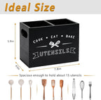 Small and Durable Wood Kitchen Utensil Holder with Removable Divider for Party and Countertop （black 2 Compartment）