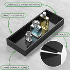 Toilet Tank Tray for Modern Black Bathroom Decor Set of 2 Toilet Tank Topper Paper Storage Decorative Organizer Box Wood Vanity Tray for Counter Decor Dresser Tops 15" x 6" x 2" (Black)