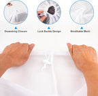 2 Pack Large Mesh Laundry Bags, 24" x 36" Heavy Duty Strong Drawstring Dirty Clothes Bags with Soft Breathable Net, Machine Washable Laundry Bag for College, Dorm, Camp, Travel and Family Use(White)