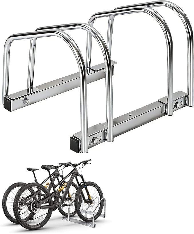 Bike Floor Stand, Freestanding Bike Parking Rack for Garage, Heavy Duty Bicycle Storage Organizer Fit 22-28" Wheels & 2.2" Tire Width,Indoor Outdoor Bike Storage Stand for Home, Apartment, Bike Shop