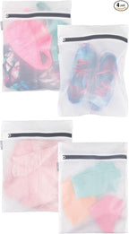 iDesign Medium and Large Laundry Delicates-Set of 4-White Mesh Wash Bags M4