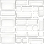 Clear Acrylic Drawer Organizer Trays, 5 Size Junk Box Organization Small Storage Container Bin for Desk Makeup Bathroom Vanity Kitchen Tool Make Up Workspace Home Dorm Apartment Office Room Nightstand