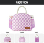 Lunch Bag Women/Men Lunch Box Women/Men (Purple+Pink Checkerboard)
