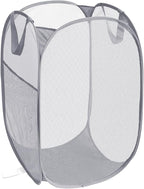Durable Collapsible Laundry Baskets, Foldable Laundry Hamper with Side Pocket, Tear-resistant Clothes Hampers for Bathroom, Laundry, Kids Room, Dorm or Travel Grey