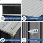JY QAQA 6x4 FT Metal Outdoor Garden Storage Shed, Waterproof Metal Garden Sheds with Window and Lockable Door, Weather Resistant Steel Tool Storage House Shed for Patio,Lawn