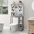 Vabches Over The Toilet Storage Cabinet, Farmhouse Storage Cabinet Over Toilet with Sliding Barn Door，Home Space-Saving Toilet Rack, for Bathroom, Restroom, Laundry White