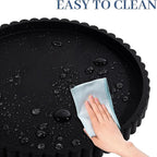 Round Bathroom Tray Silicone Kitchen Counter Decor Vanity Organizer Decorative Coffee Table Tray for Perfume, Candle, Soap Dish, 12 Inch, Black