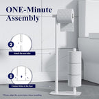 Kitsure Toilet Paper Holder Free Standing - Large Capacity Toilet Paper Holder for 4 Rolls, Rustproof Toilet Paper Stand with Non-Slip Stable Base, White, Medium