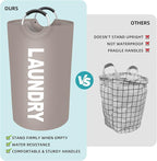 StorageRight 90L Large Laundry Basket, Laundry Hamper, Dirty Clothes Hamper for Laundry, Collapsible, Waterproof Laundry Baskets with Foam Protected Aluminum Handles for Laundry, Dorm, Family (Khaki)