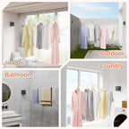 Retractable Clothesline Indoor, Non-Sagging Outdoors Clothesline Retracting, Heavy Duty Retractable Clothes Drying Laundry Line, Wall Mounted Stainless Steel Line - 13.8 Ft (Gray)