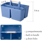 rejomiik Portable Shower Caddy Basket Plastic Cleaning Caddy Organizer Storage Tote with Handle for Bathroom, College, Dorm Room Essentials, Dark Blue