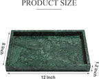 Real Natural Marble Tray for Bathroom, Genuine Marble Stone Vanity Tray, Luxury Storage Trays for Kitchen, Vanity, Home Decor, Dresser, Non-Resin/Non-Ceramic, 12"x 8"x 1.2", Dark Green