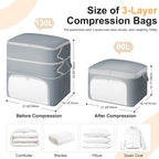 Comforter Storage Bag - 130L Blanket Storage Bags Front-opening Ultra Space Saving Self Compression Organizer, Washable Compression Bags for Storage Comforter Blanket, 2 Pack, Grey
