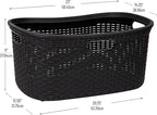 Mind Reader 40L Laundry Basket, Clothes Hamper, Premium Wicker Design, Plastic, Black