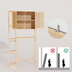 Bamboo Over The Toilet Storage, Above Toilet Organizer Storage Shelf Stand, Tall Freestanding Behind Toilet Rack, Tiered Bathroom Space Saver Shelving, Easy Assembly (Natural)