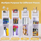LuiceABC Toilet Paper Holder Stand, Over The Toilet Storage Cabinet for Bathroom, Slim Corner Shelf for Small Space Storage, Small Bathroom Storage Cabinet with Doors, White