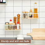 Funrous 2 Pcs Metal Small Wire Basket Wall Hanging Wire Basket Hang Small Bathroom Kitchen Storage Organizer Toilet Paper Mesh Storage Bin Shelf Rack with Base(White,11.42 x 5.12 x 3.94 Inches)