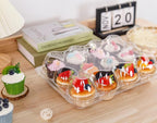 12 Count Cupcake Containers 25 Pack Cupcake Holders with Detachable Tall Dome Lids Clear Plastic Stackable Cupcake Boxes for 300 Cupcakes, BPA Free, Standard Size