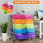 Giantex 15-Drawers Rolling Storage Cart, Mobile Book Paper Organizer Utility Trolley with Wheels, Ideal for School, Office, Home (Rainbow)