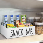 Snack Organizer for Countertop, Wood Pantry Storage Bins with Handles, Snack Bar Organizer for Pantry Shelf, Kitchen, 4 Compartment Food Container Snack Box, Pantry Organizer for Snacks, Chips