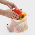 2pcs Reusable Cotton Mesh Produce Bags - Drawstring Closure for Fruits & Vegetables - Eco - Friendly & Durable(2 pcs mesh bag)