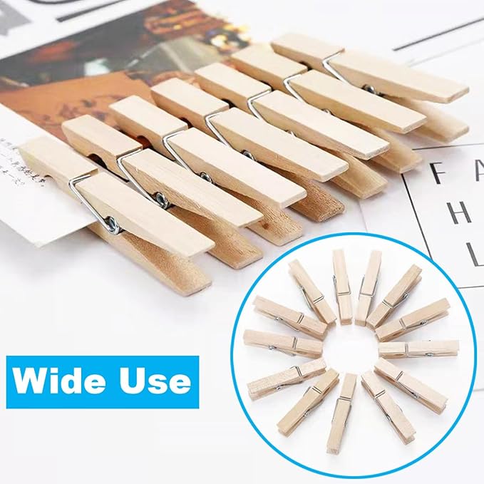 SenseYo 100 Pcs Wooden Clothespins Clips 4 Inch Large Wooden Clips for Hanging Clothes, Kitchen
