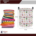 Essme Kids Laundry Basket,Farm Hamper Collapsible Canvas Waterproof Storage Bin for Girls, Pink Hamper,Gift Baskets(Pink Farm)