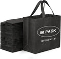 JERIA Black Reusable Totes Bag with Reinforced Handles Non Woven Bulk Shopping Bags