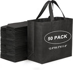JERIA Black Reusable Totes Bag with Reinforced Handles Non Woven Bulk Shopping Bags