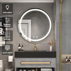 24inch Round Medicine Cabinet with Lights,Led Medicine Cabinet with Defogger,Illuminated Mirror Cabinet for Bathroom,Dimmable,Anti-Fog,3 Colors,Surface Mount Only,Black