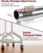 Heavy Duty Clothes Rack - Garment Rack with Extendable Side Rods & Bottom Shoe Shelf, 25mm Stainless Steel Frame with Wheels, 49.8–74.8'' x 62.6'' x 16.5'', Silver