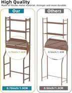 3-Tier Over The Toilet Storage, Freestanding Metal Bathroom Shelves with 4 Hooks, Over Toilet Storage Shelf with Paper Holder, Above The Toilet Shelf for Bathroom Storage, Bronze