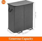 Lifewit Double Laundry Hamper with Lid and Removable Laundry Bags, Large Collapsible 2 Dividers Dirty Clothes Basket with Handles for Bedroom Laundry Room Closet Bathroom College, 136L Black