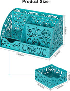 EasyPAG Desk Organizer and Pen Holder for Desk, Mesh Office Supplies Storage Caddy with Drawer for Small Space, Desktop Organizer for Home Office, Dark Teal