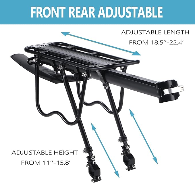 Rear Bike Rack,Bike Cargo Rack w/Fender & Large Size Reflective,Quick Release Mountain Road Bicycle Rear Racks,Universal Bike Luggage Rack,Large Capacity Bike Pannier Rack,YONTUO