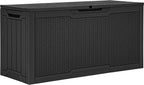YITAHOME 80 Gallon Resin Deck Box, Weather Resistant Outdoor Rattan Storage Box, Lockable Indoor Outdoor Storage for Supplies and Essentials, Black