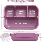 Bento Box Adult Lunch Box, Lunch Containers for Kids Girls Boys with 4 Compartments, Lunchable Food Container with Utensils, Sauce Jar, Muffin Liners, 40 Oz/5 Cup, Dark Purple